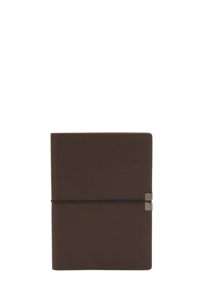 Hugo Boss A6 brown faux-leather notepad Mørke Brune | DJxN6OWJ