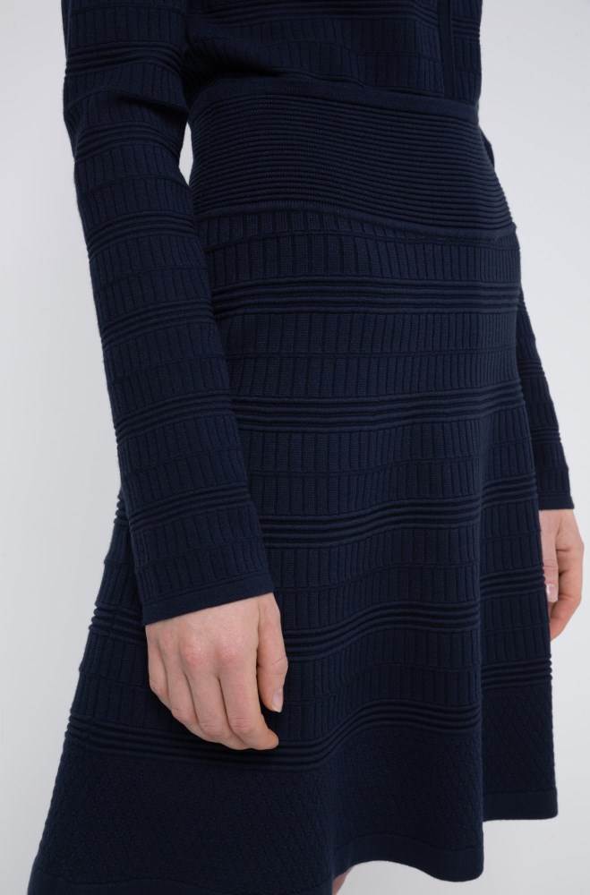 Hugo Boss A-line knitted skirt Mørke Blå | pbwzAPnX