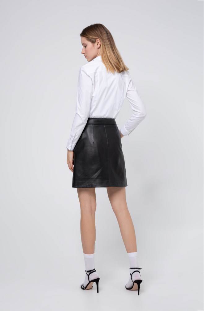 Hugo Boss A-line leather skirt Svarte | 3s5l0F0F