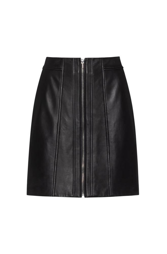 Hugo Boss A-line leather skirt Svarte | 3s5l0F0F