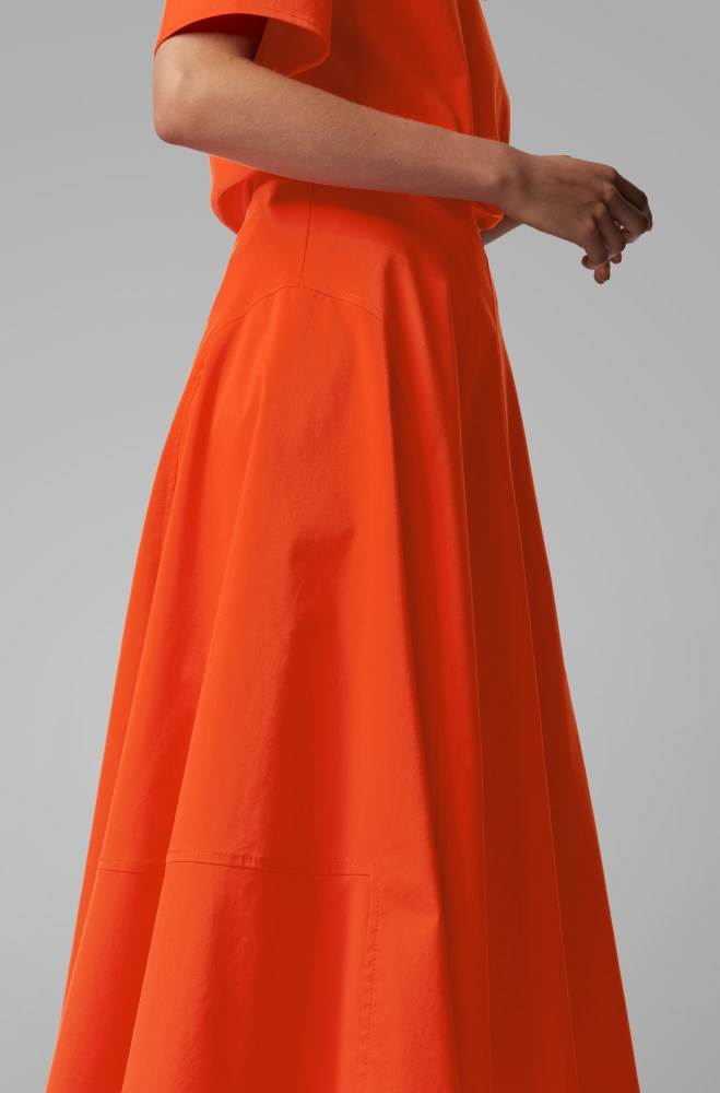 Hugo Boss A-line midi skirt Oransje | YAqUJ88z