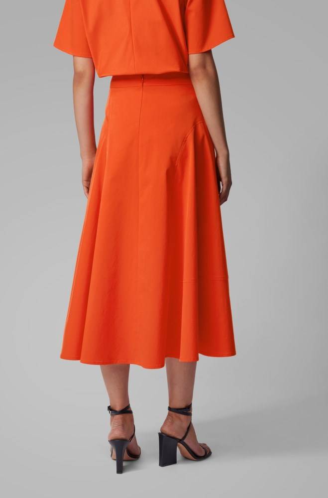 Hugo Boss A-line midi skirt Oransje | YAqUJ88z