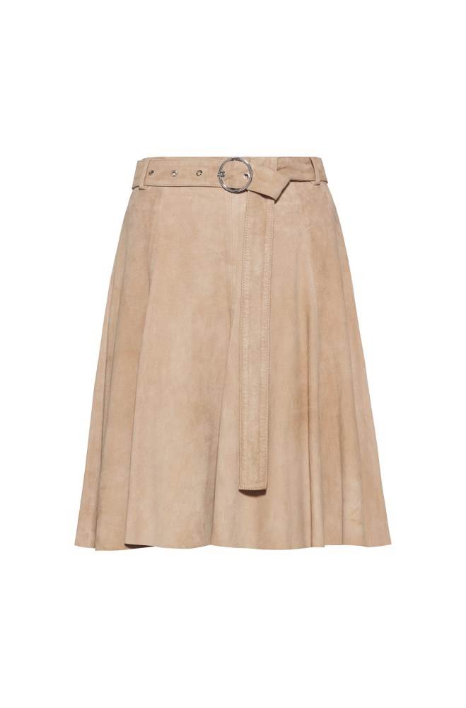 Hugo Boss A-line suede skirt Beige | 8Li2JXwA