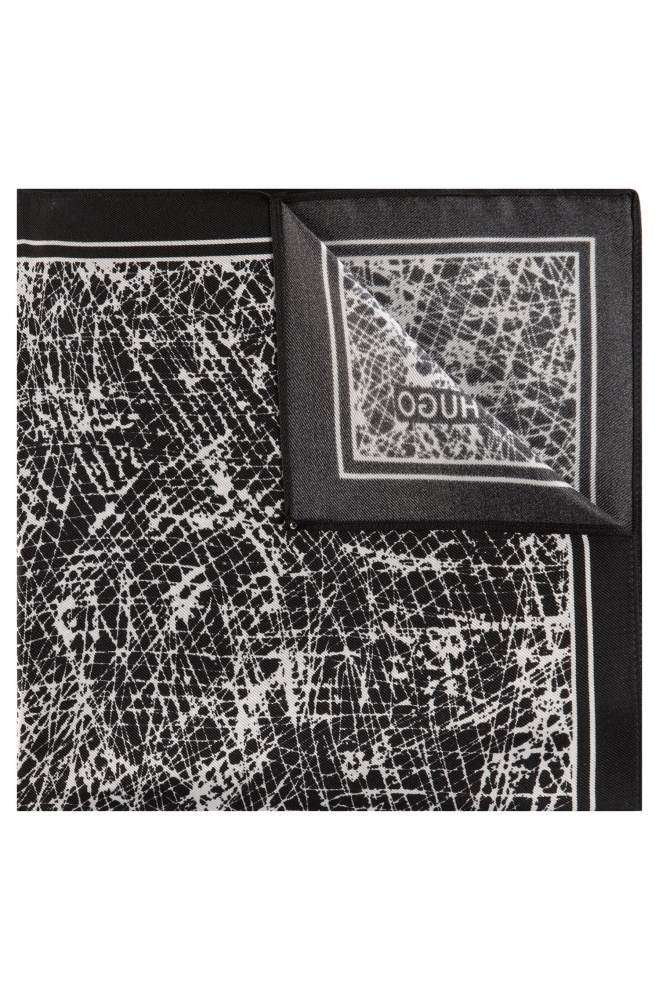 Hugo Boss Abstract-print pocket square Svarte | 1JgygqbL