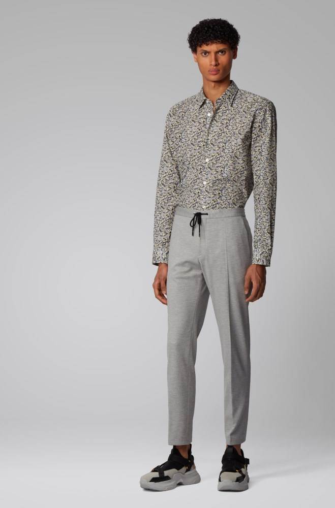 Hugo Boss Abstract-print slim-fit shirt Gul | s450QOxZ