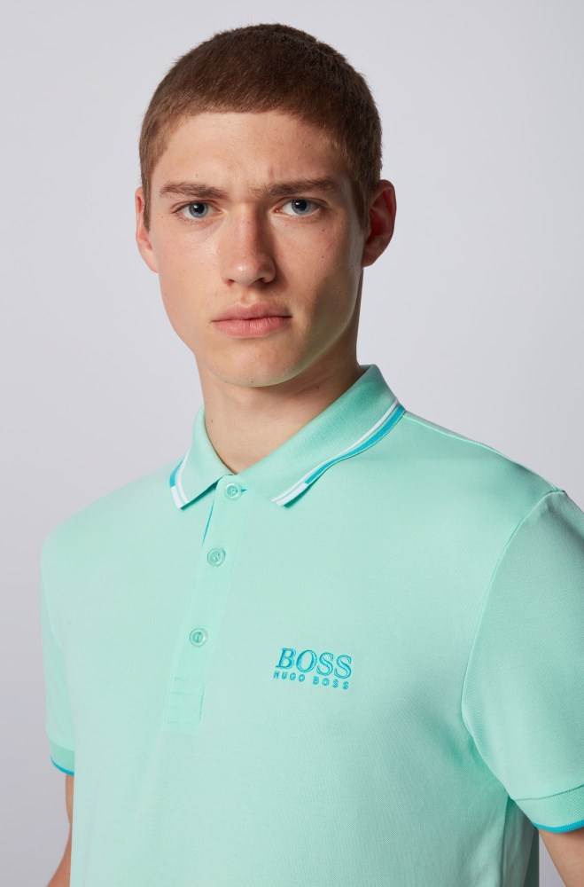 Hugo Boss Active-stretch golf polo shirt Lyse Grønn | UDAPdkNe