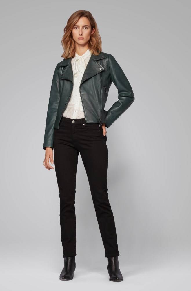 Hugo Boss Asymmetric biker jacket Mørke Grønn | p15dAOQb