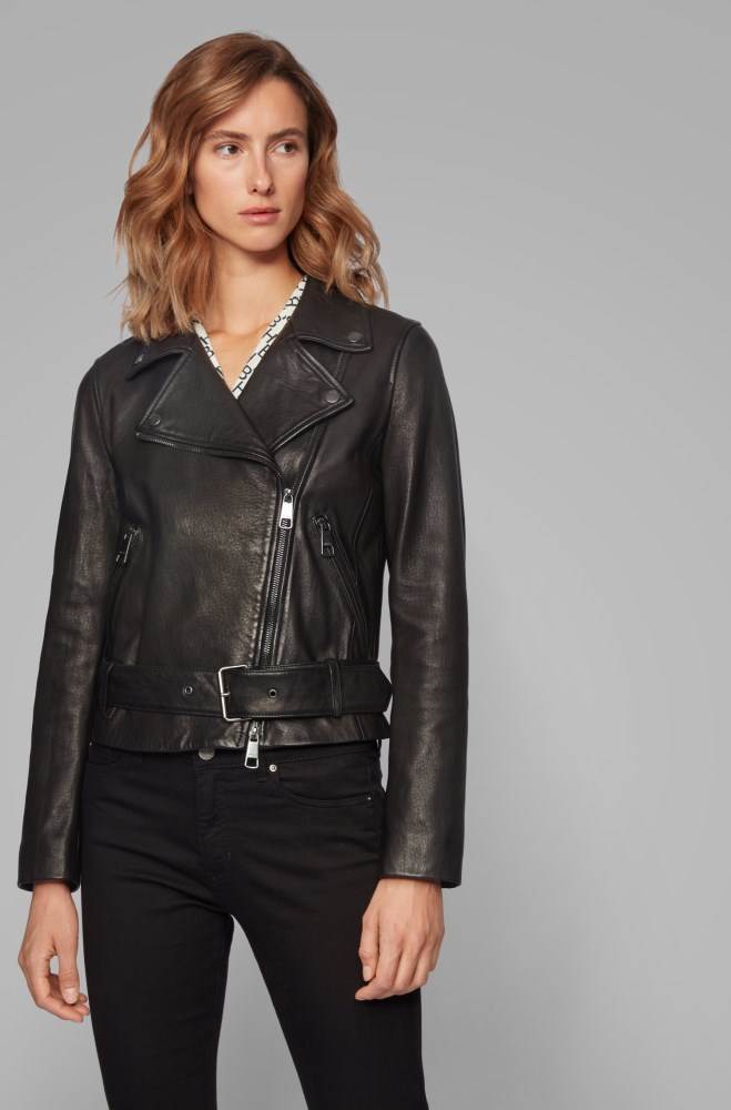 Hugo Boss Asymmetric biker jacket Svarte | 4nqvAT9O