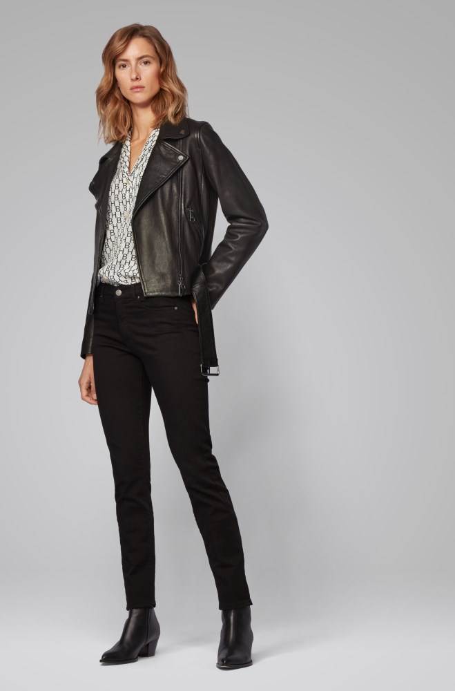 Hugo Boss Asymmetric biker jacket Svarte | byrh7uP9