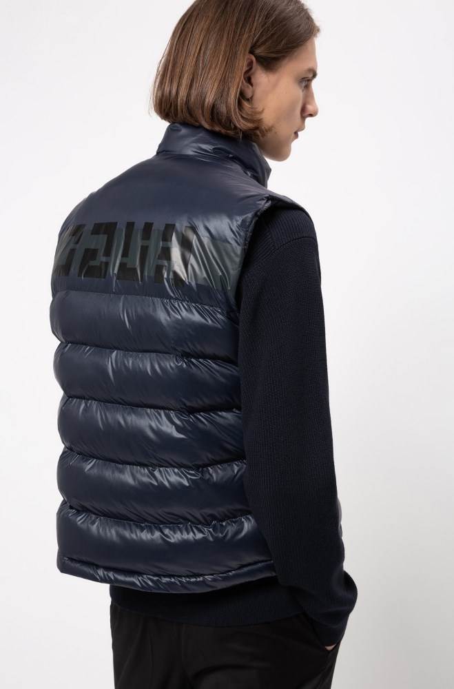 Hugo Boss Baffle-quilted gilet Mørke Blå | pTODfHmU