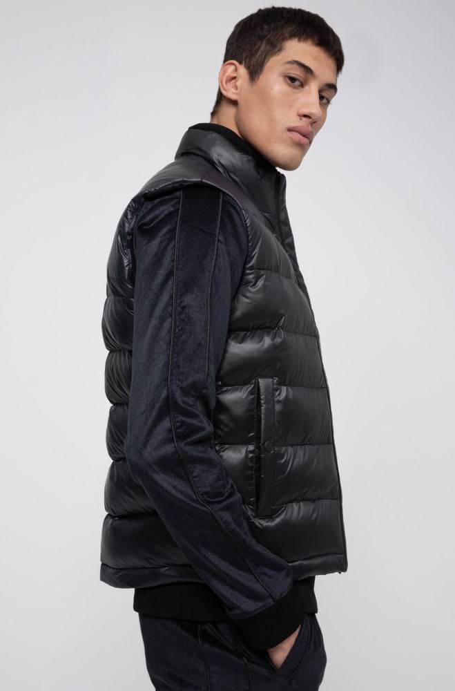 Hugo Boss Baffle-quilted gilet Svarte | 4EgKs6dP