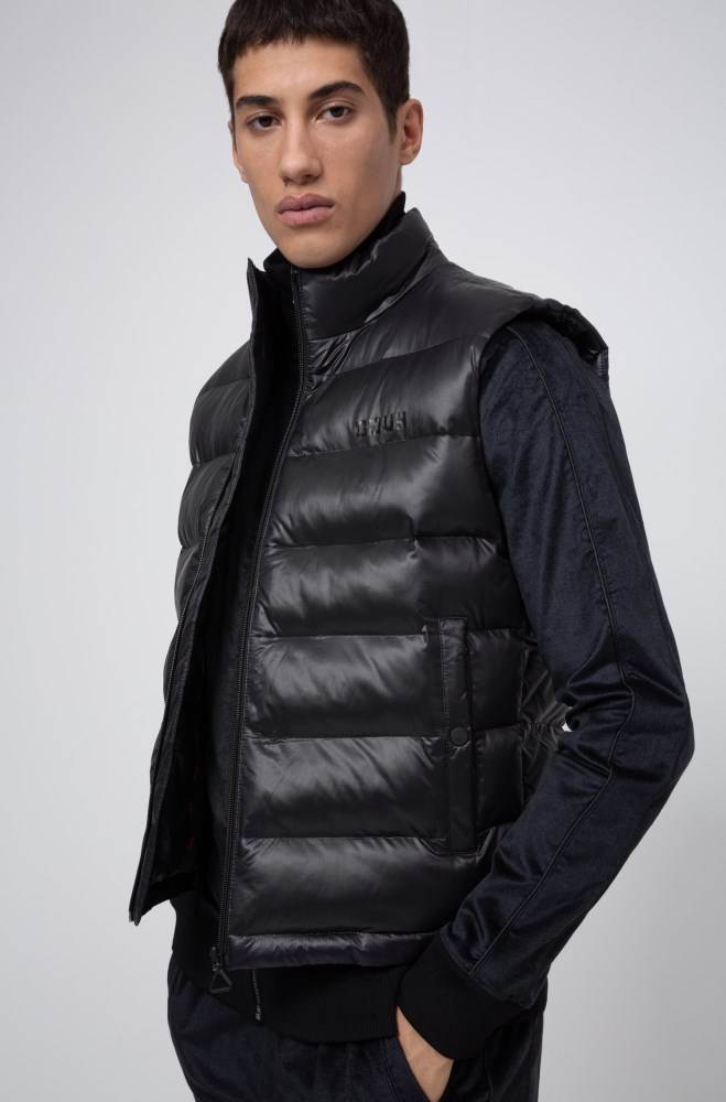 Hugo Boss Baffle-quilted gilet Svarte | 4EgKs6dP