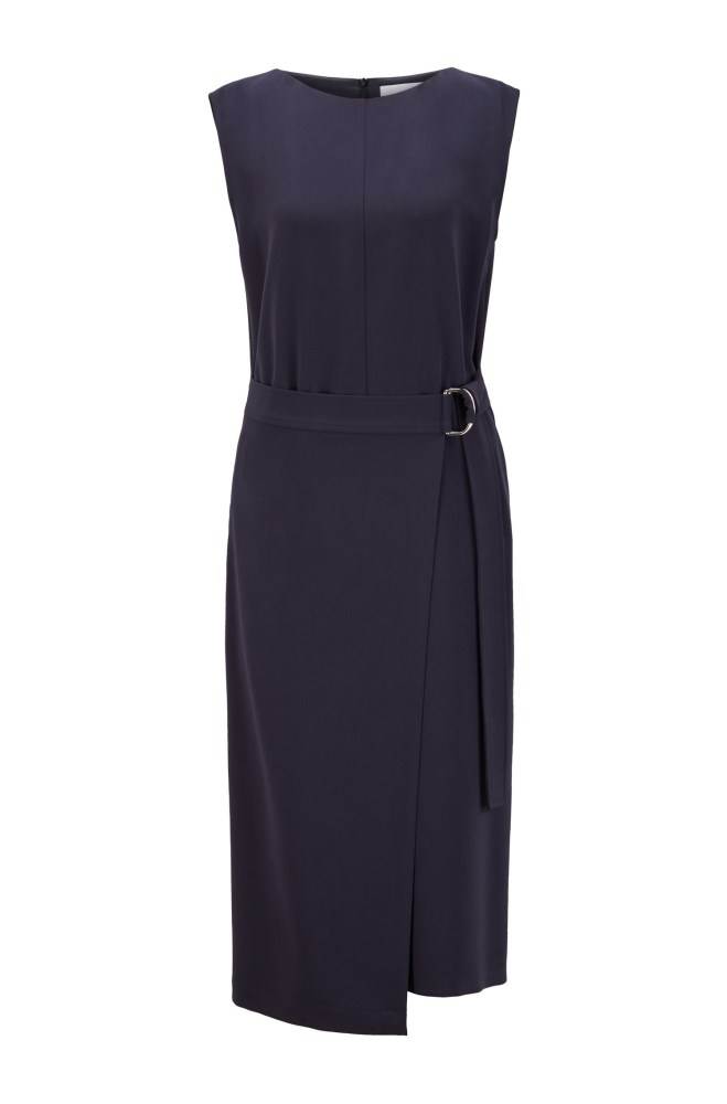 Hugo Boss Belted dress Lyse Blå | c1co8N3o