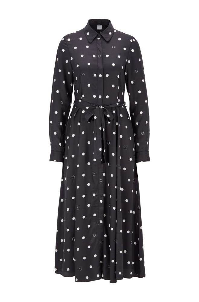 Hugo Boss Belted shirt dress Patterned | NfcwRXHk