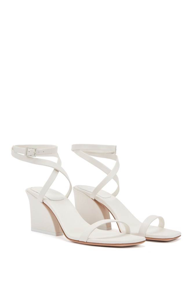 Hugo Boss Block-heel sandals Hvite | Vk4pqrTM