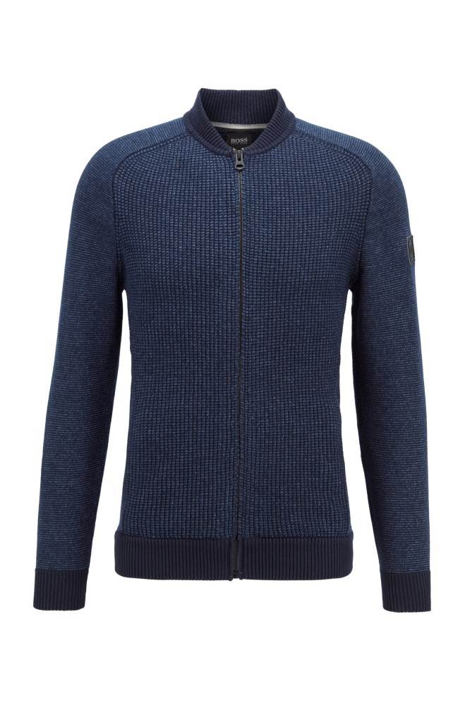 Hugo Boss Blouson-style knitted jacket Mørke Blå | 6ldphutd