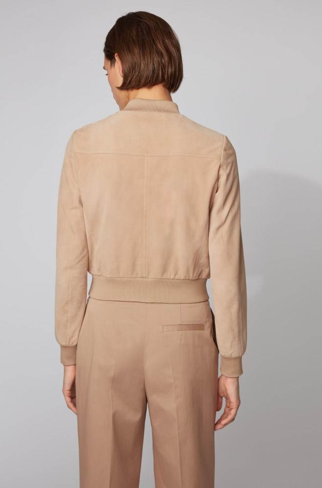 Hugo Boss Blouson-style suede jacket Beige | 3sZwvvZa