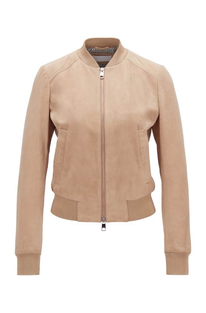 Hugo Boss Blouson-style suede jacket Beige | 3sZwvvZa