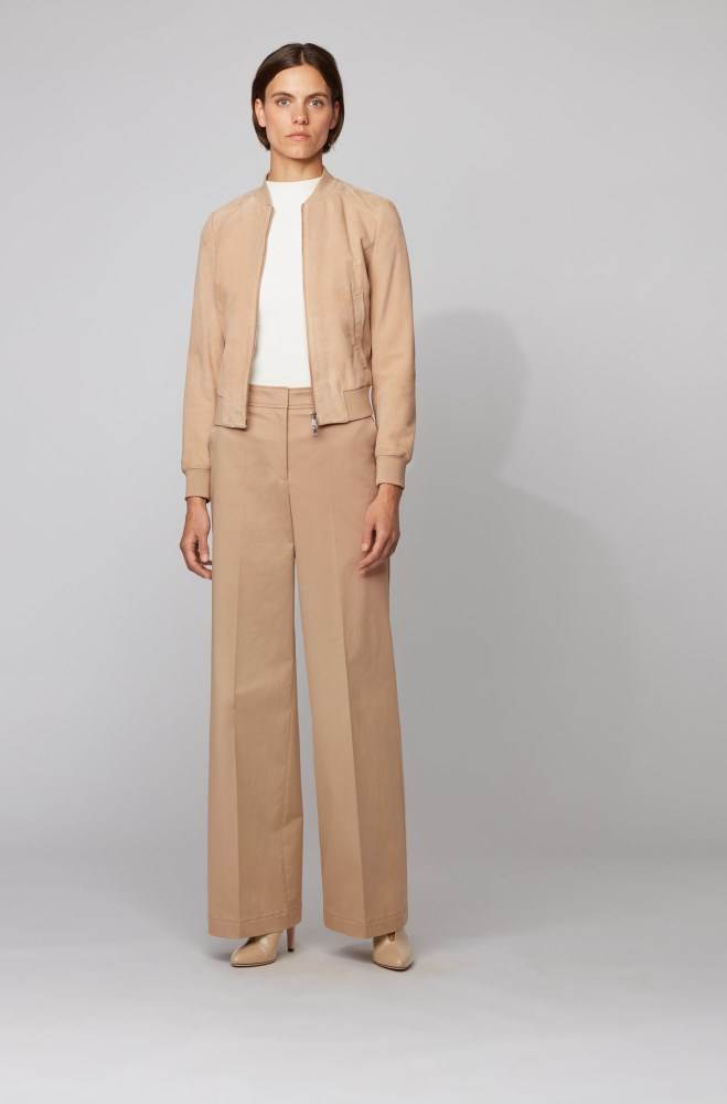 Hugo Boss Blouson-style suede jacket Beige | kX9uugic