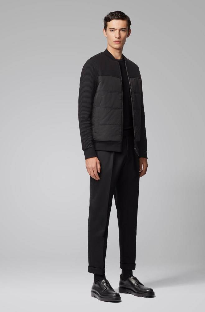 Hugo Boss Bomber-style sweatshirt Svarte | ZjBTcBWd