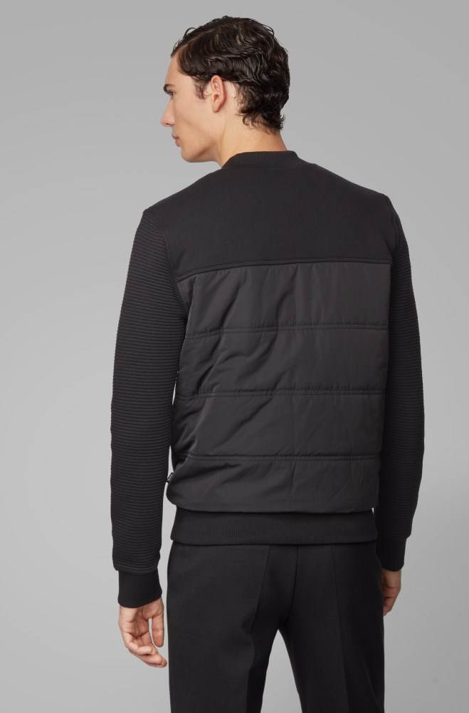 Hugo Boss Bomber-style sweatshirt Svarte | ZjBTcBWd