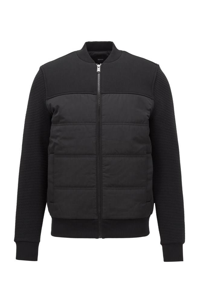 Hugo Boss Bomber-style sweatshirt Svarte | ZjBTcBWd