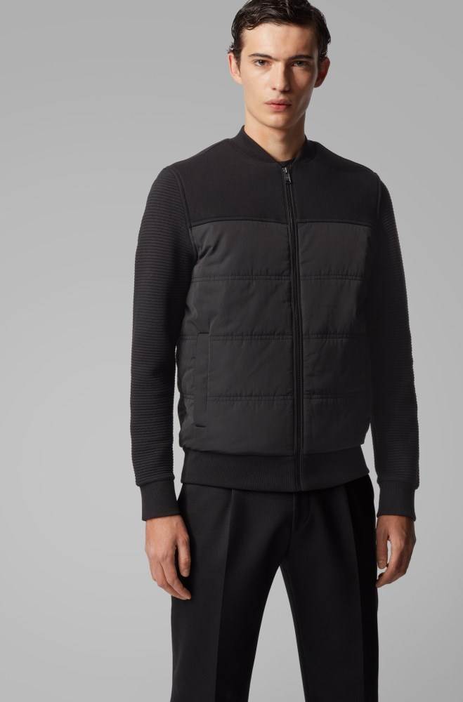 Hugo Boss Bomber-style sweatshirt Svarte | ZjBTcBWd