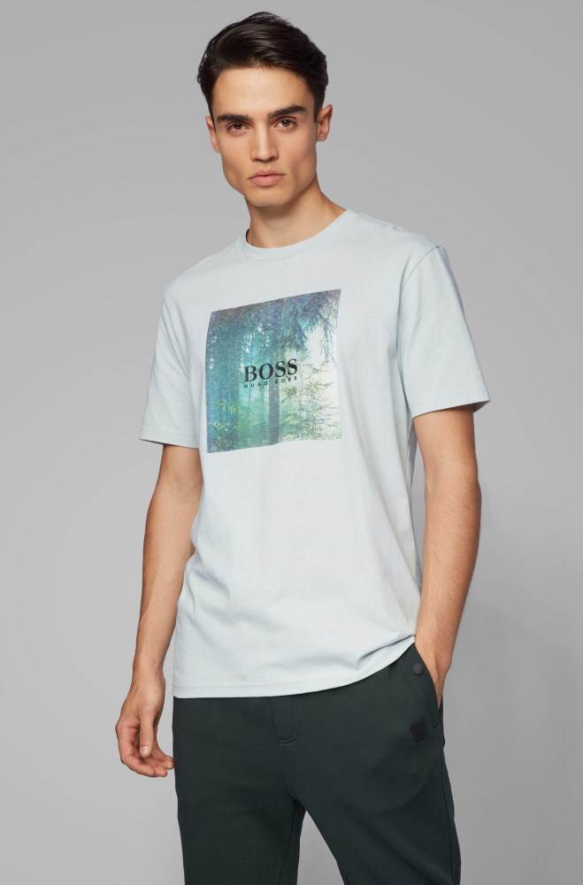 Hugo Boss Bomull T-shirt Hvite | 3gOM3lp4