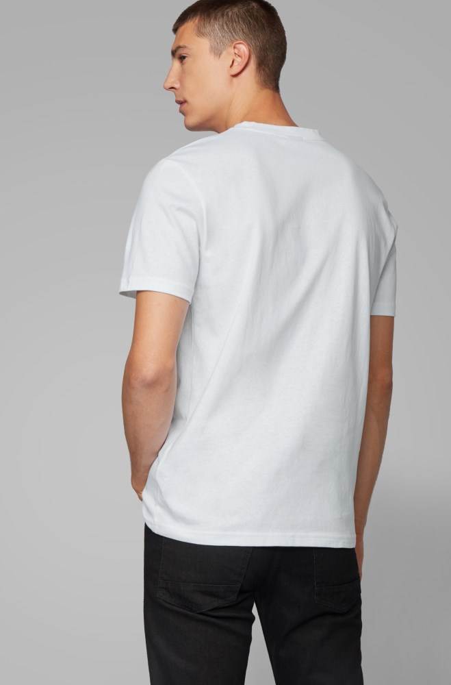 Hugo Boss Bomull T-shirt Hvite | IH5JUbV2