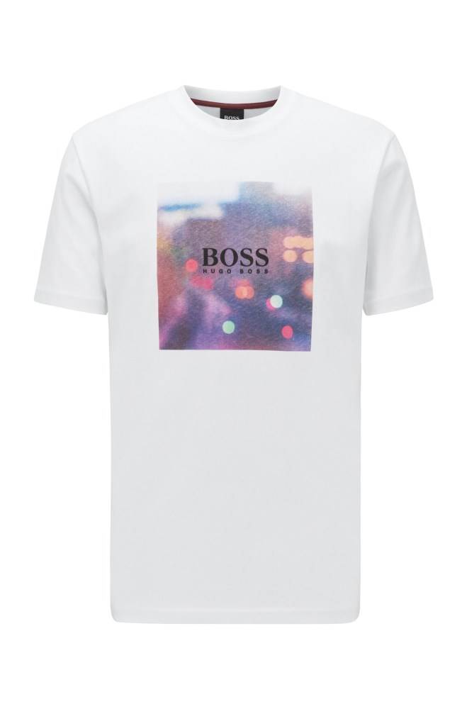 Hugo Boss Bomull T-shirt Hvite | IH5JUbV2