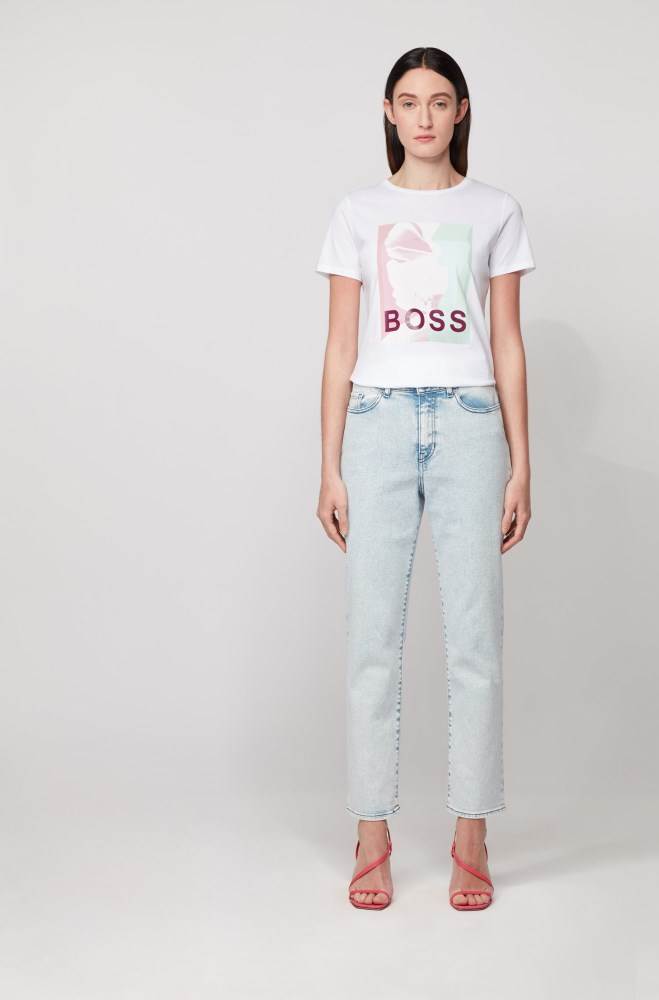 Hugo Boss Bomull T-shirt Hvite | JekunCbz