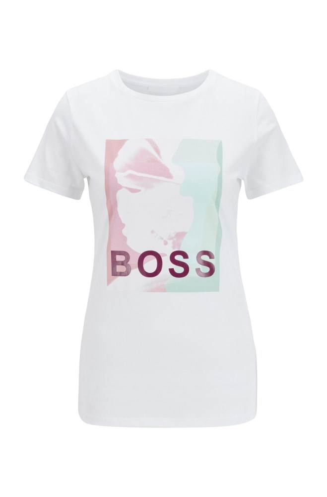 Hugo Boss Bomull T-shirt Hvite | JekunCbz