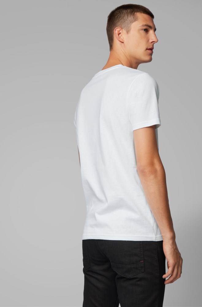 Hugo Boss Bomull T-shirt Hvite | TcKiQK4A