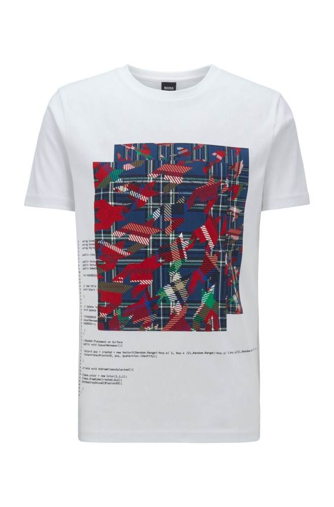 Hugo Boss Bomull T-shirt Hvite | TcKiQK4A