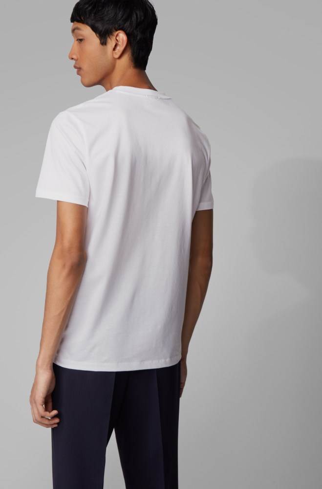 Hugo Boss Bomull T-shirt Hvite | YXUcIGGB