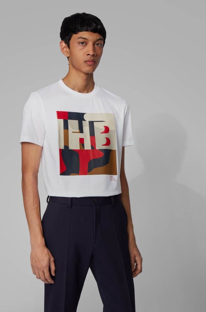 Hugo Boss Bomull T-shirt Hvite | YXUcIGGB