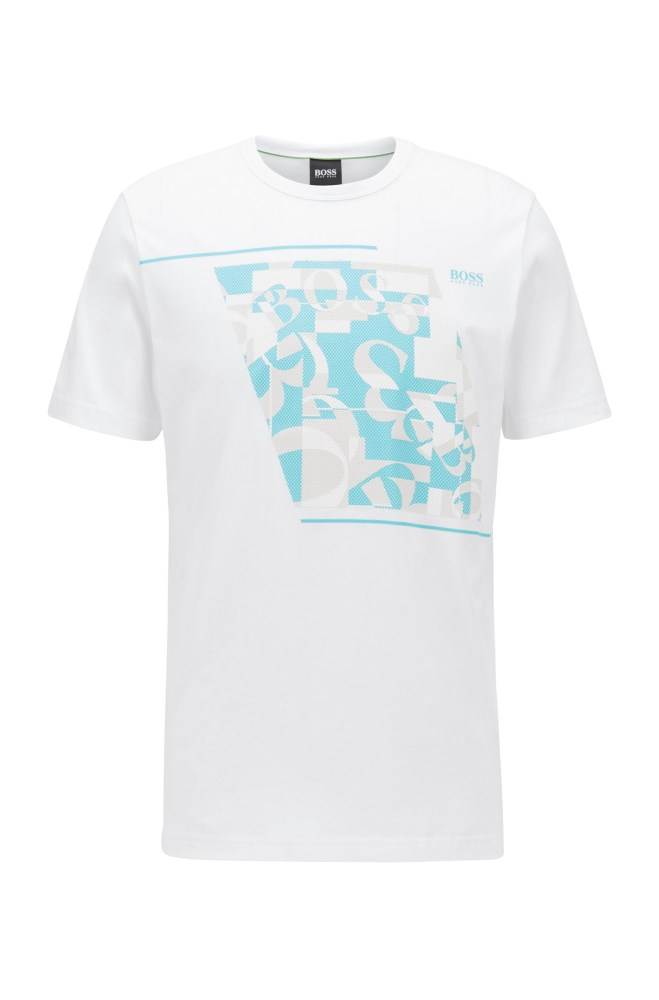 Hugo Boss Bomull T-shirt Hvite | f8l0XUFD