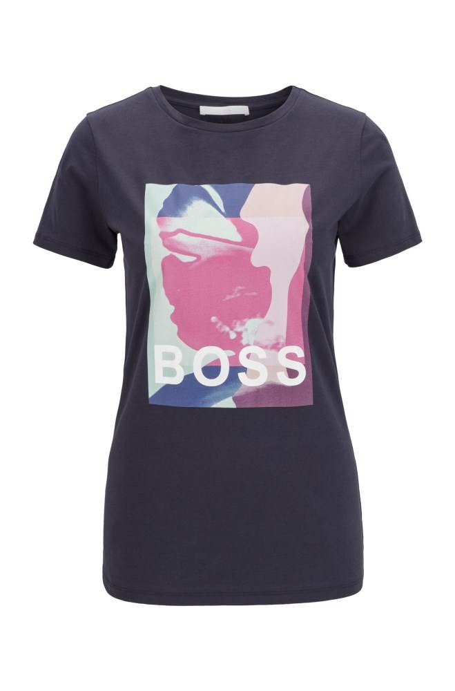 Hugo Boss Bomull T-shirt Lyse Blå | s9o2S0hA