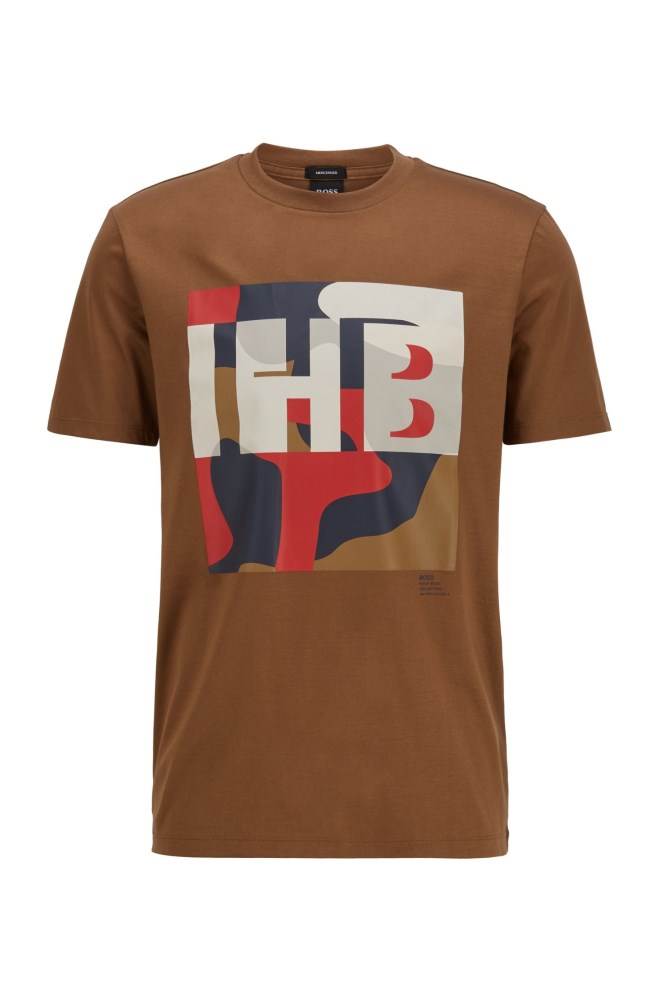 Hugo Boss Bomull T-shirt Mørke Brune | qEjWoL9C