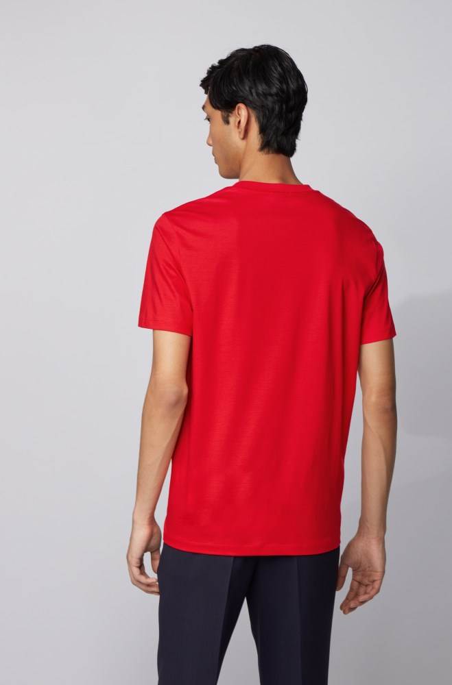 Hugo Boss Bomull T-shirt Rød | C6sJXhNH