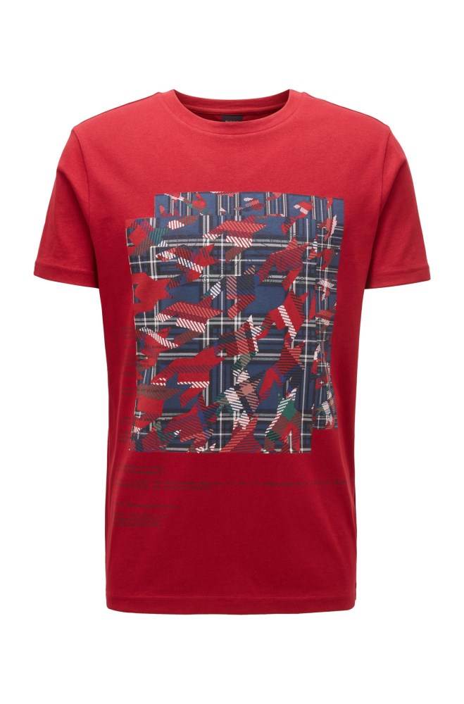 Hugo Boss Bomull T-shirt Rød | UwPls7Zi