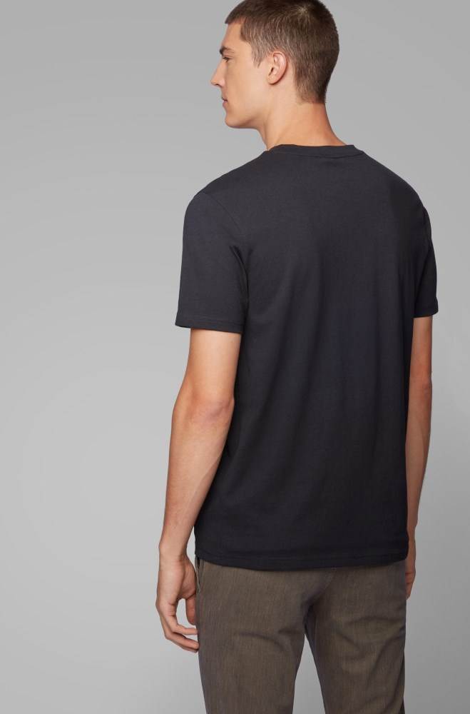 Hugo Boss Bomull T-shirt Svarte | phuAJqHS