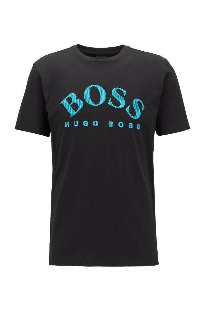 Hugo Boss Bomull T-shirt Svarte | v4e8CNNh