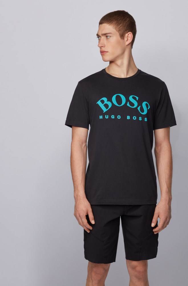 Hugo Boss Bomull T-shirt Svarte | v4e8CNNh