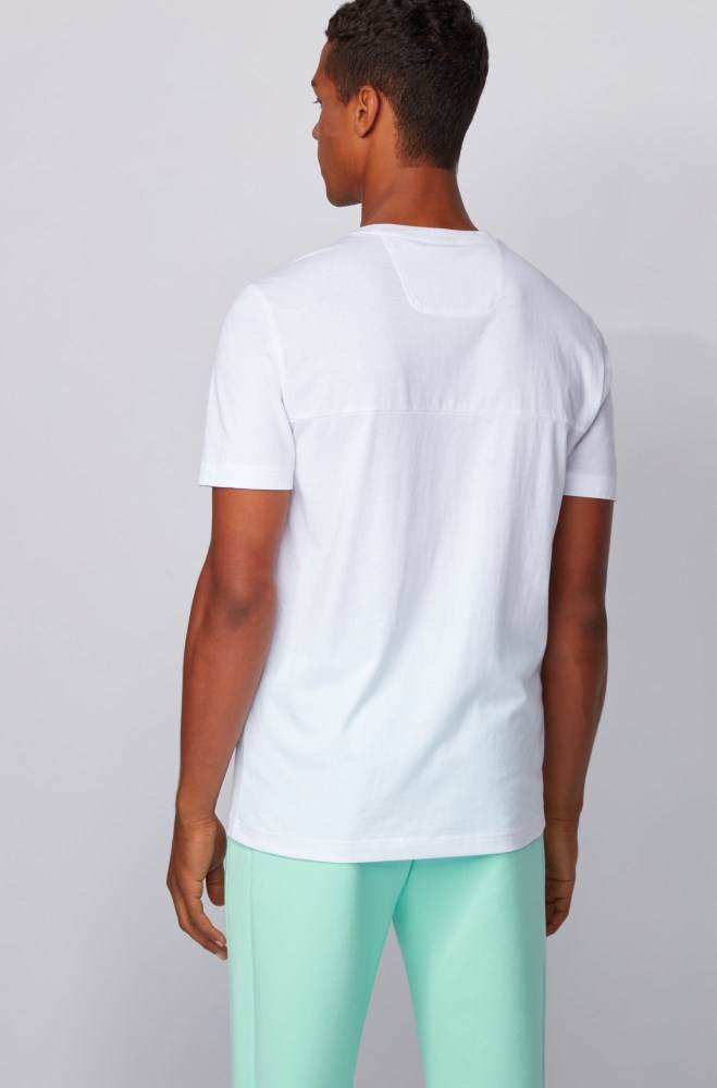 Hugo Boss Bomull-blend T-shirt Hvite | hZldrqPv