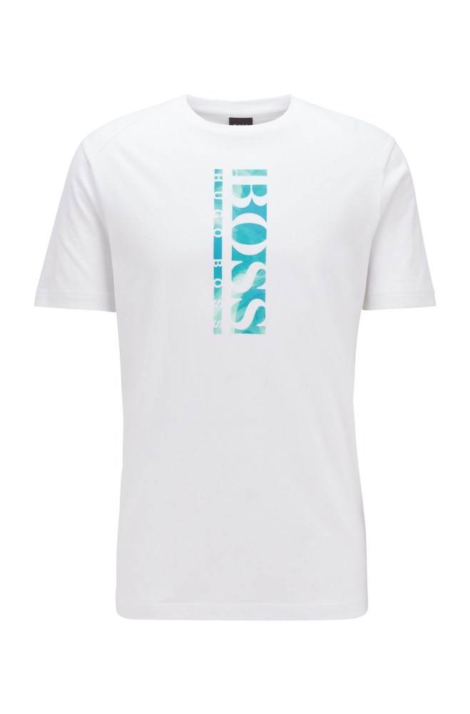 Hugo Boss Bomull-blend T-shirt Hvite | hZldrqPv