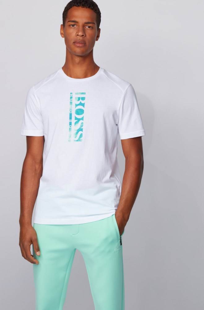 Hugo Boss Bomull-blend T-shirt Hvite | hZldrqPv