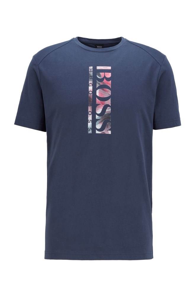 Hugo Boss Bomull-blend T-shirt Mørke Blå | XEWTsr5A