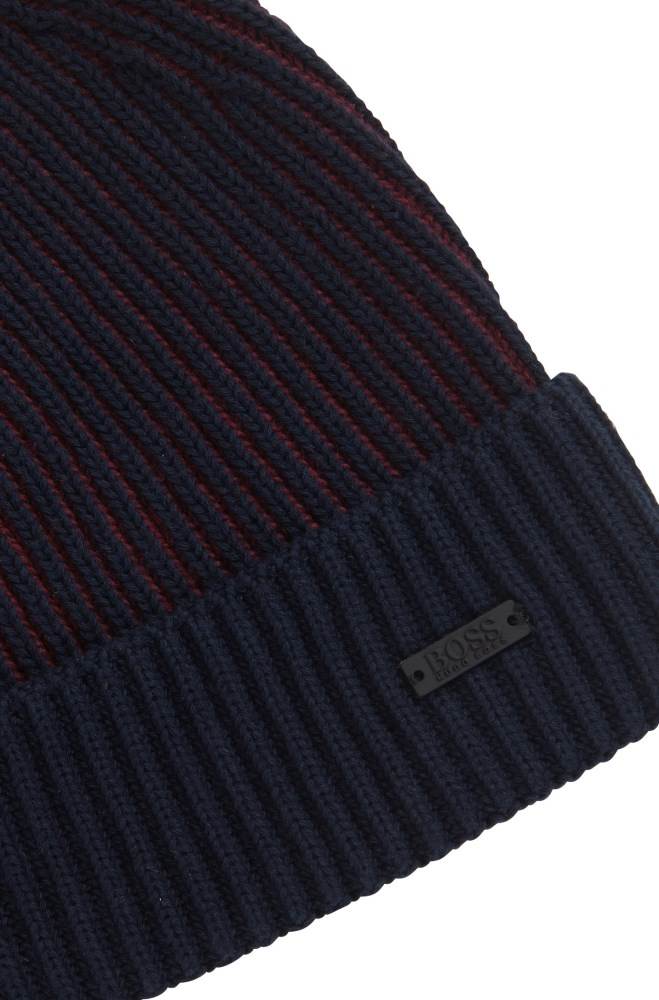 Hugo Boss Bomull-blend beanie hat Mørke Blå | 3Ypjc0Ud