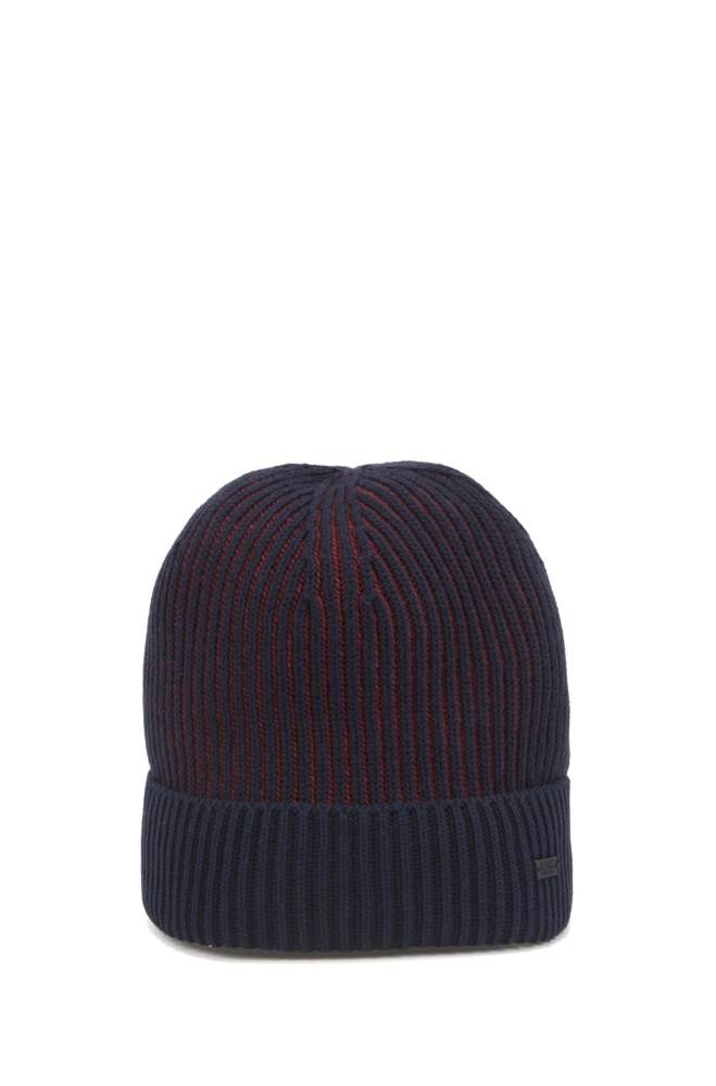 Hugo Boss Bomull-blend beanie hat Mørke Blå | 3Ypjc0Ud